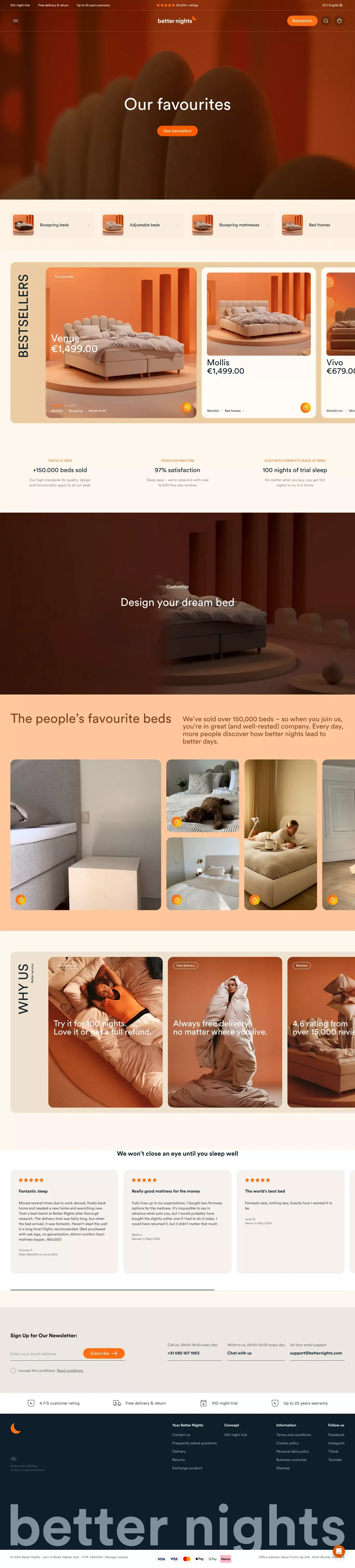 Better Nights. Good beds and good sleep change everything. - Ecommerce design