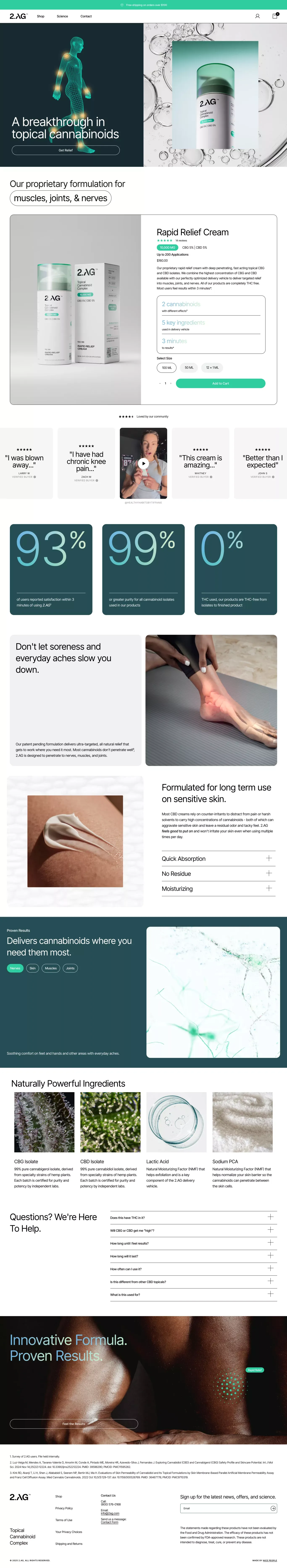 2.AG: The Science of Rapid Relief | A Breakthrough in Topical CBG/CBD - Ecommerce design