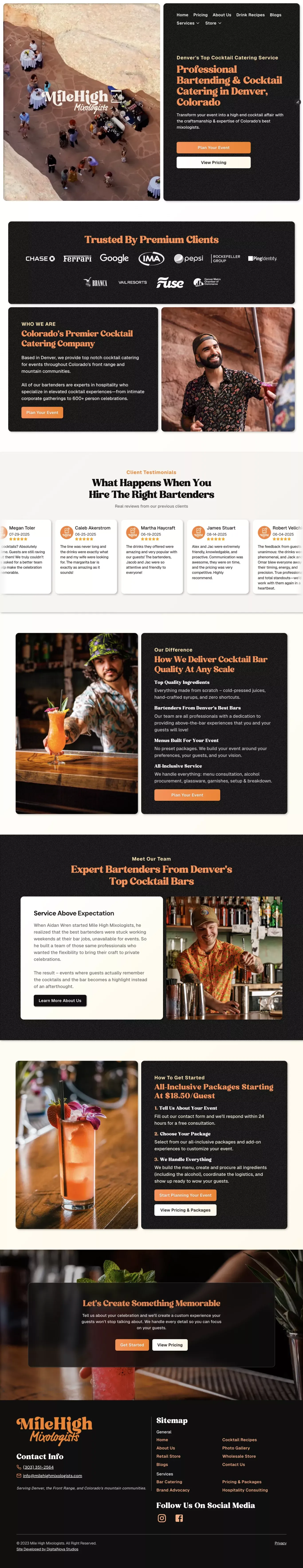 Mile High Mixology | Craft Cocktail Catering in Denver & Beyond - Landing design