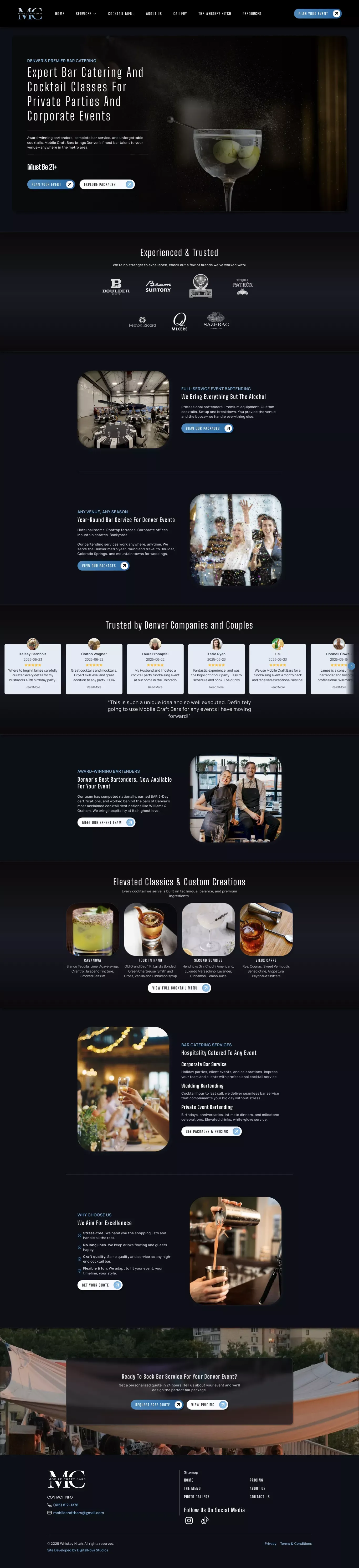 Denver Bar Catering | Mobile Craft Bars - Expert Event Bartending - Landing design