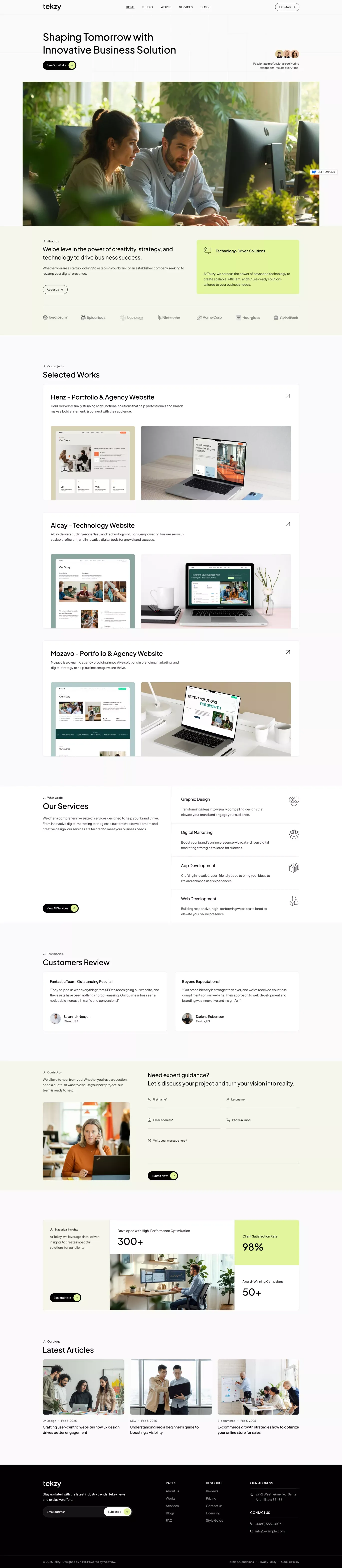 Tekzy - Webflow HTML website template - Template design