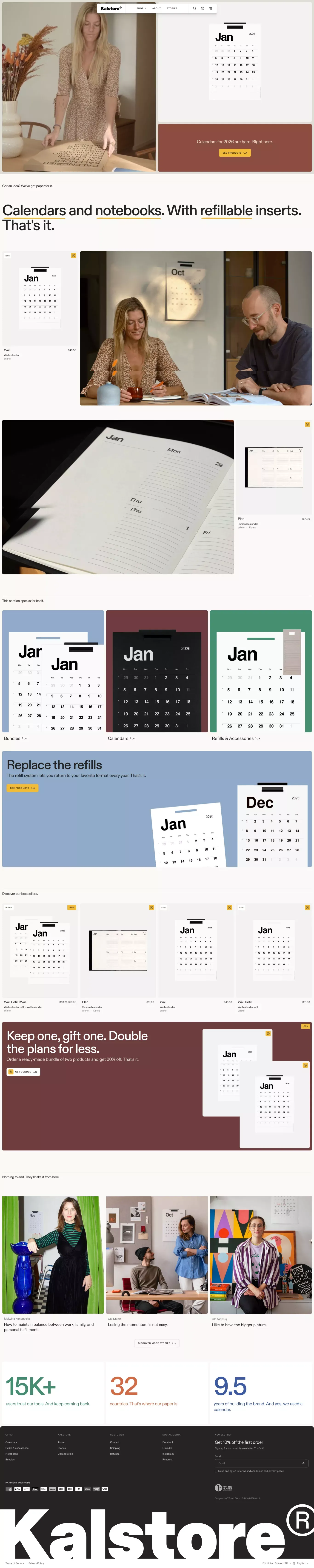 Kalstore® — Minimalistic Everyday Calendars & Planners - Ecommerce design
