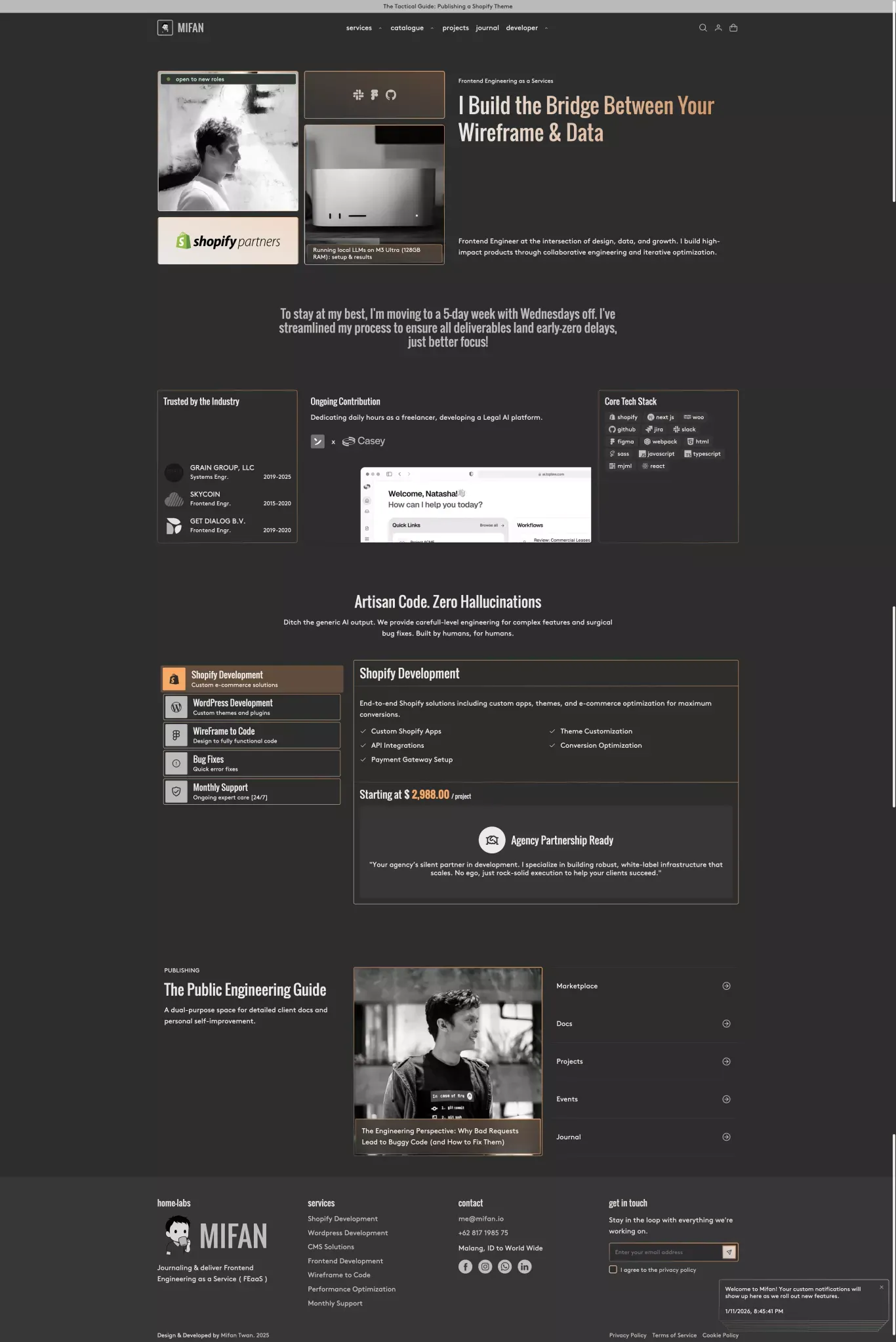 Mifan | Homepage - Portfolio design