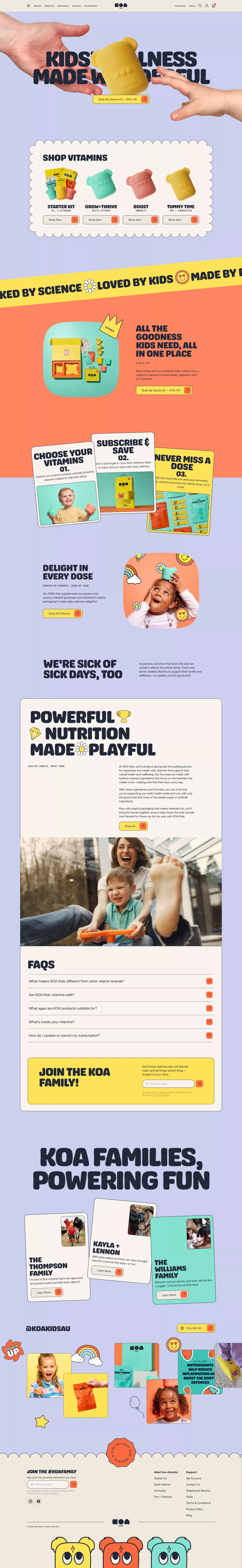 KOA Kids Vitamins — Kids' wellness made wonderful - Landing design