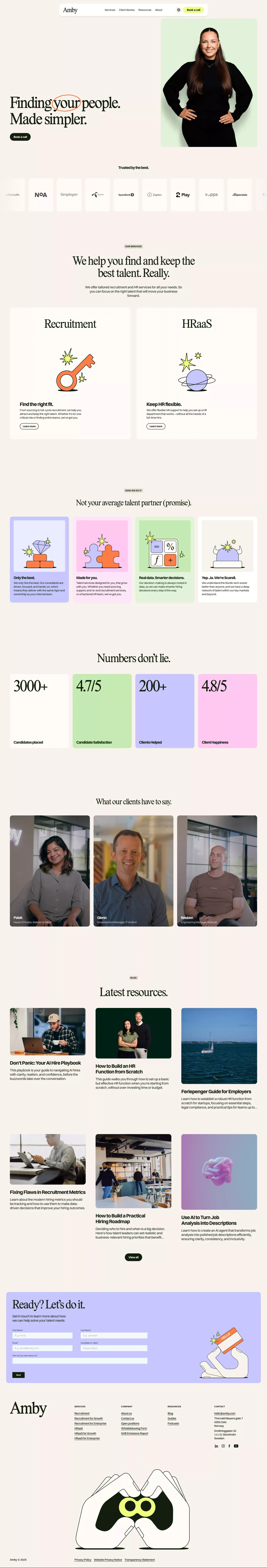 Amby - Recruiting & HR Services to Grow Your Team. - Landing design