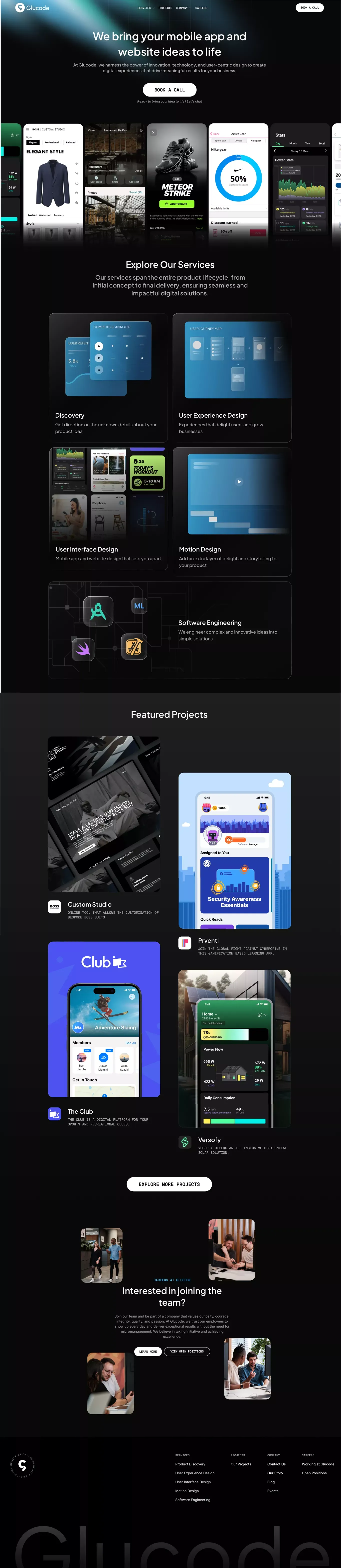 Mobile App & Website Ideas Brought to Life | Glucode - Landing design