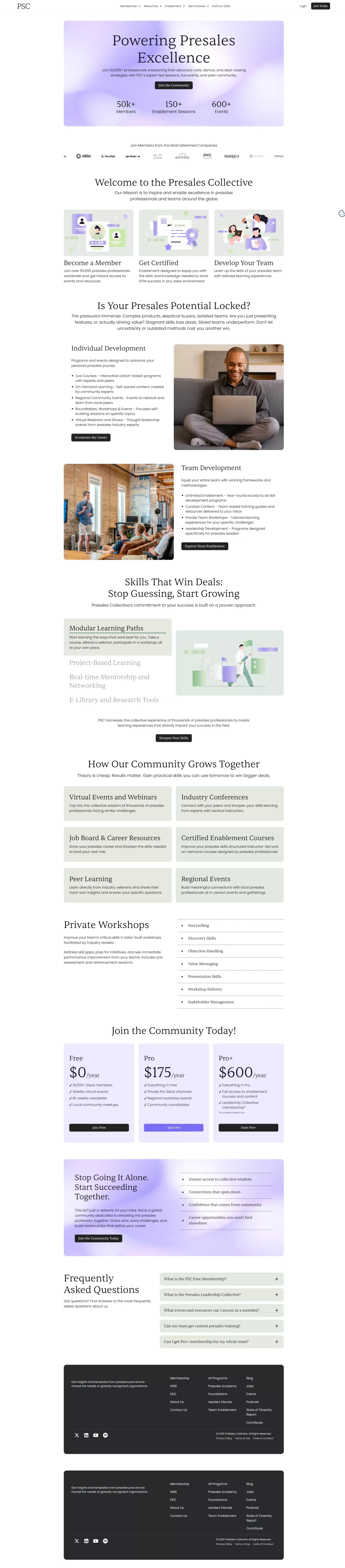 Increase your impact as a Presales Professional | PreSales Collective - Landing design