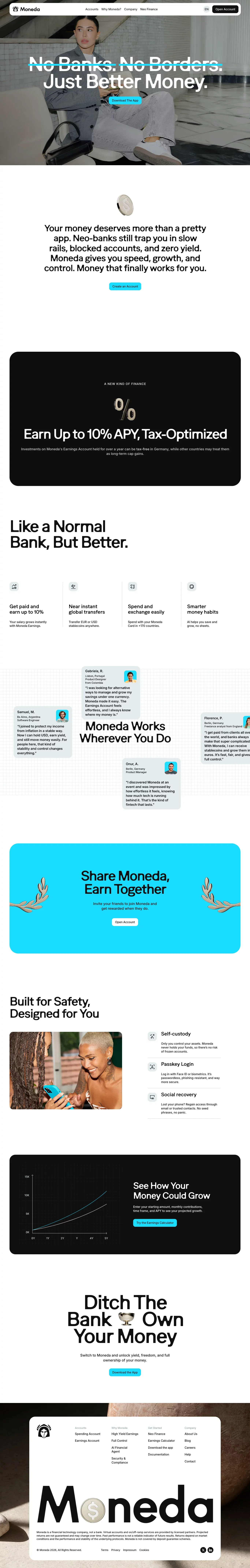 Moneda | Self-Custodial Neo Finance - Landing design