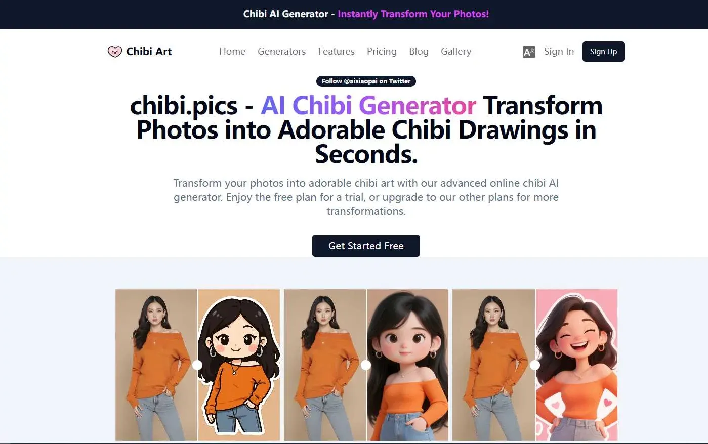 Free AI Chibi Generator - transform Photos into Chibi Art - Product page design