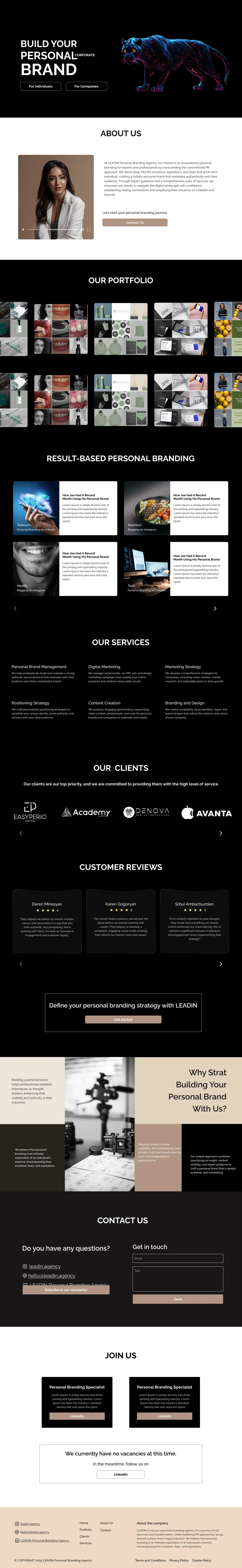Personal Branding Services | LEADIN Agency - Landing design