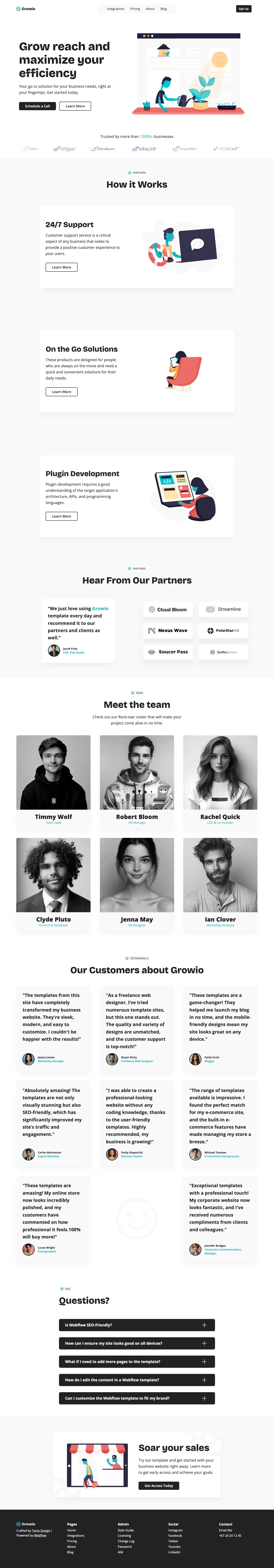 Growio - Webflow HTML Website Template - Template design