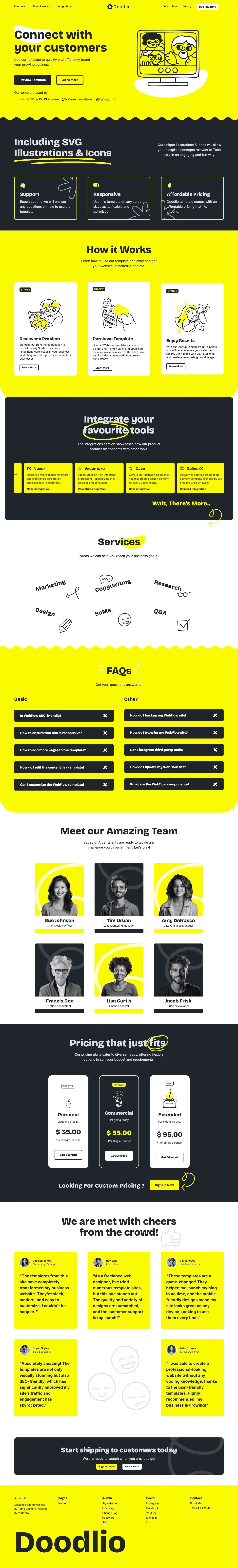 Doodlio - Landing Page Framer Template - Template design