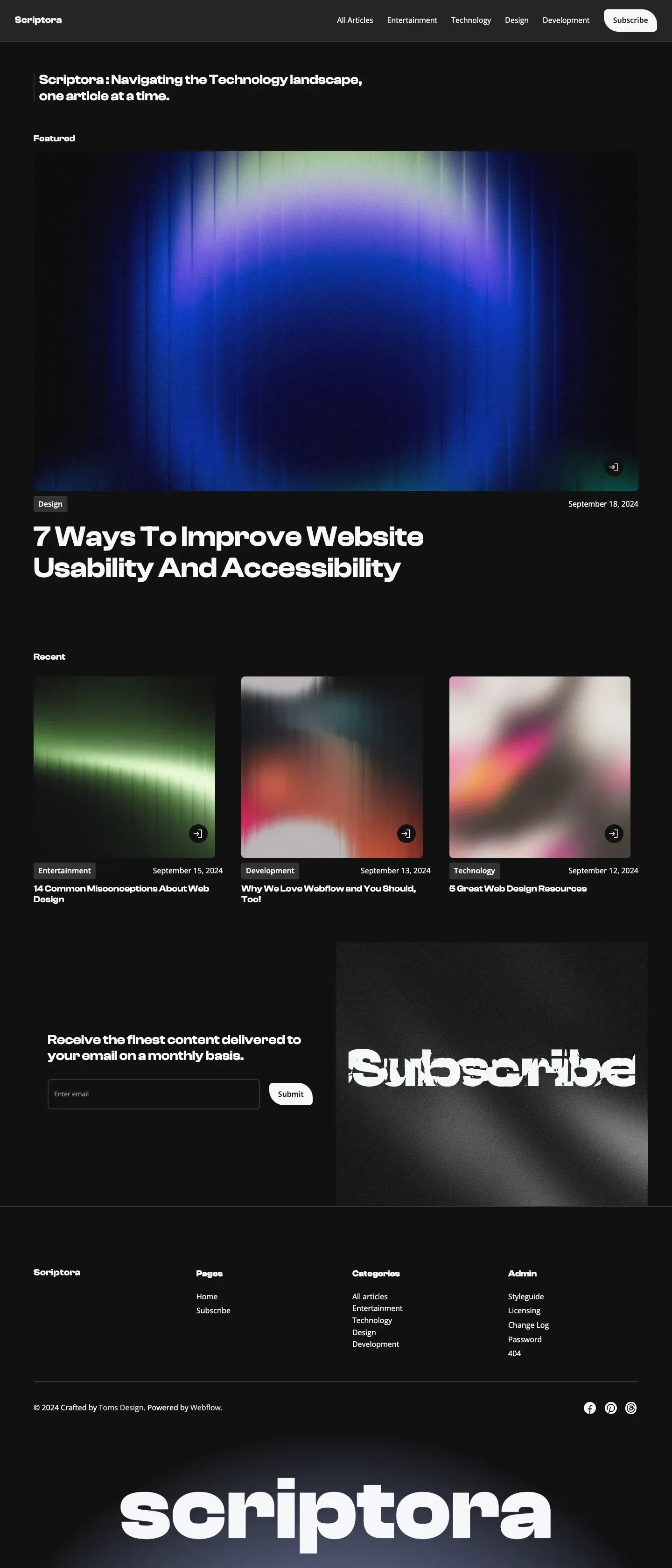 Scriptora - Webflow HTML Website Template - Template design