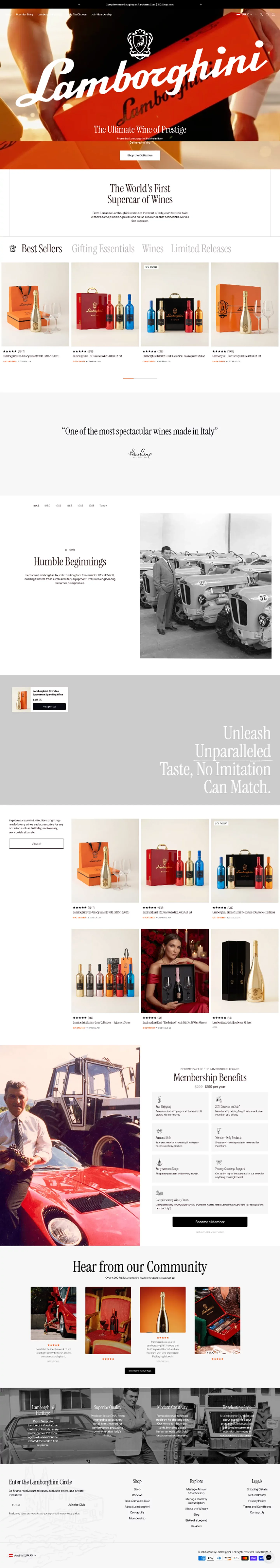 Wine by Lamborghini - Ecommerce design