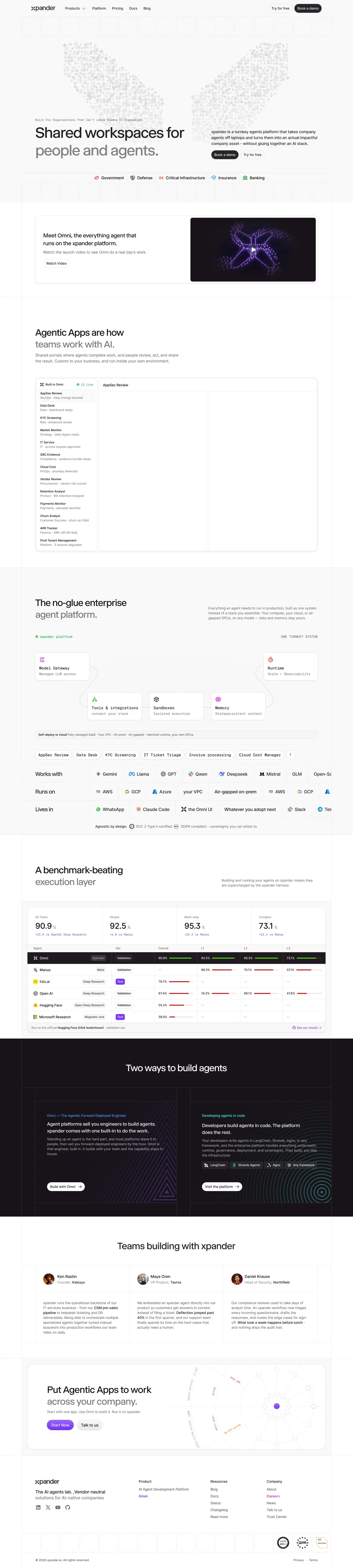 AI Governance Platform for Enterprise Agents | xpander.ai - Landing design