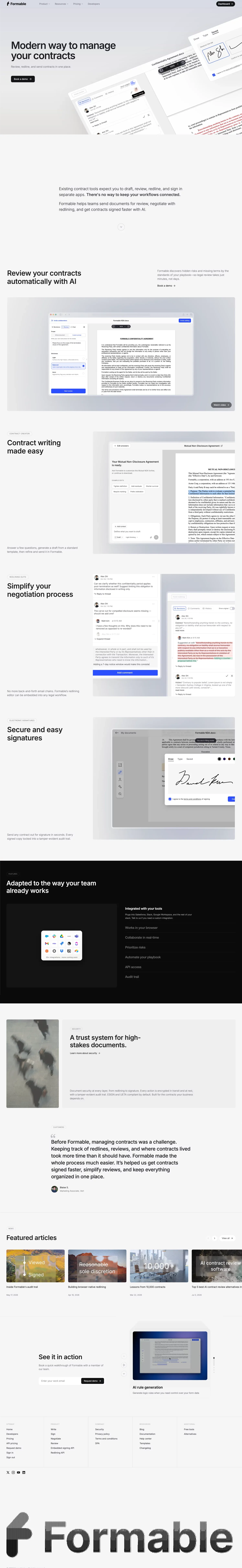 Formable — Modern way to manage contracts - Landing design