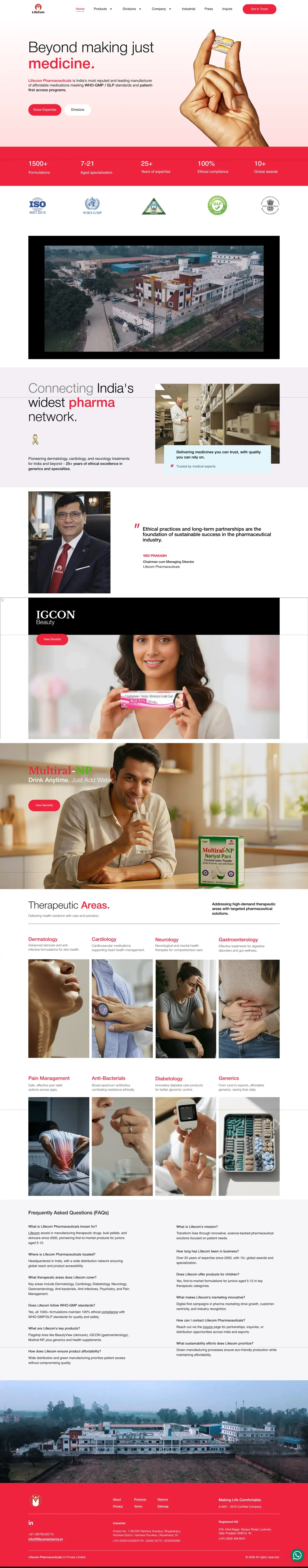 India’s Premier Medicine Manufacturer | WHO-GMP/GLP Certified | Lifecom Pharmaceuticals - Landing design