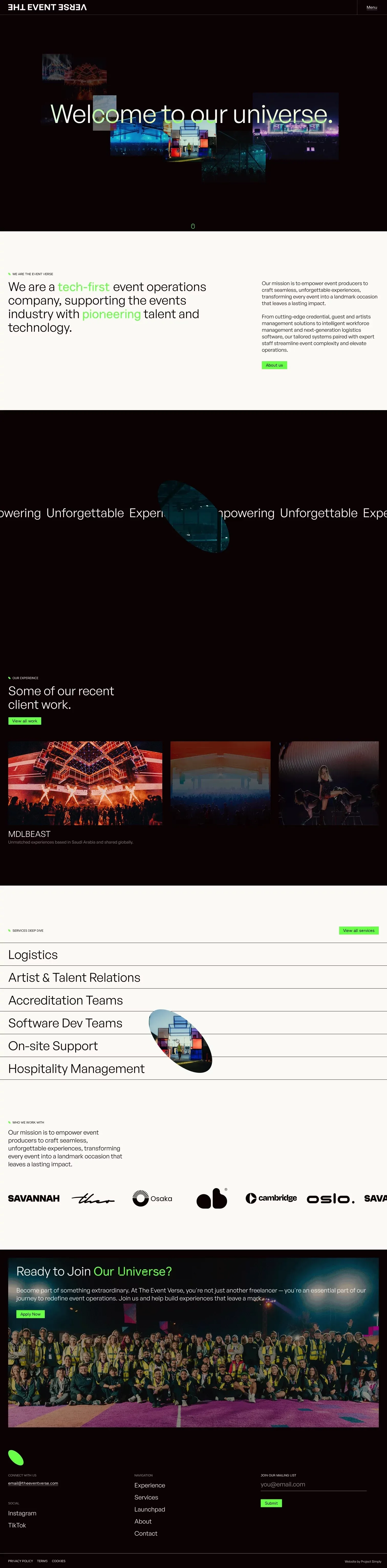 The Event Verse - Portfolio design