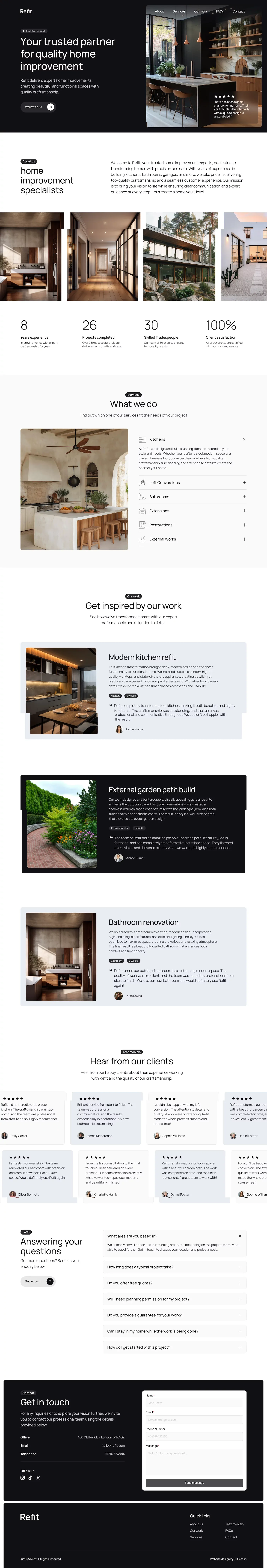 Refit - Construction & Renovation Website Template for Framer - Template design