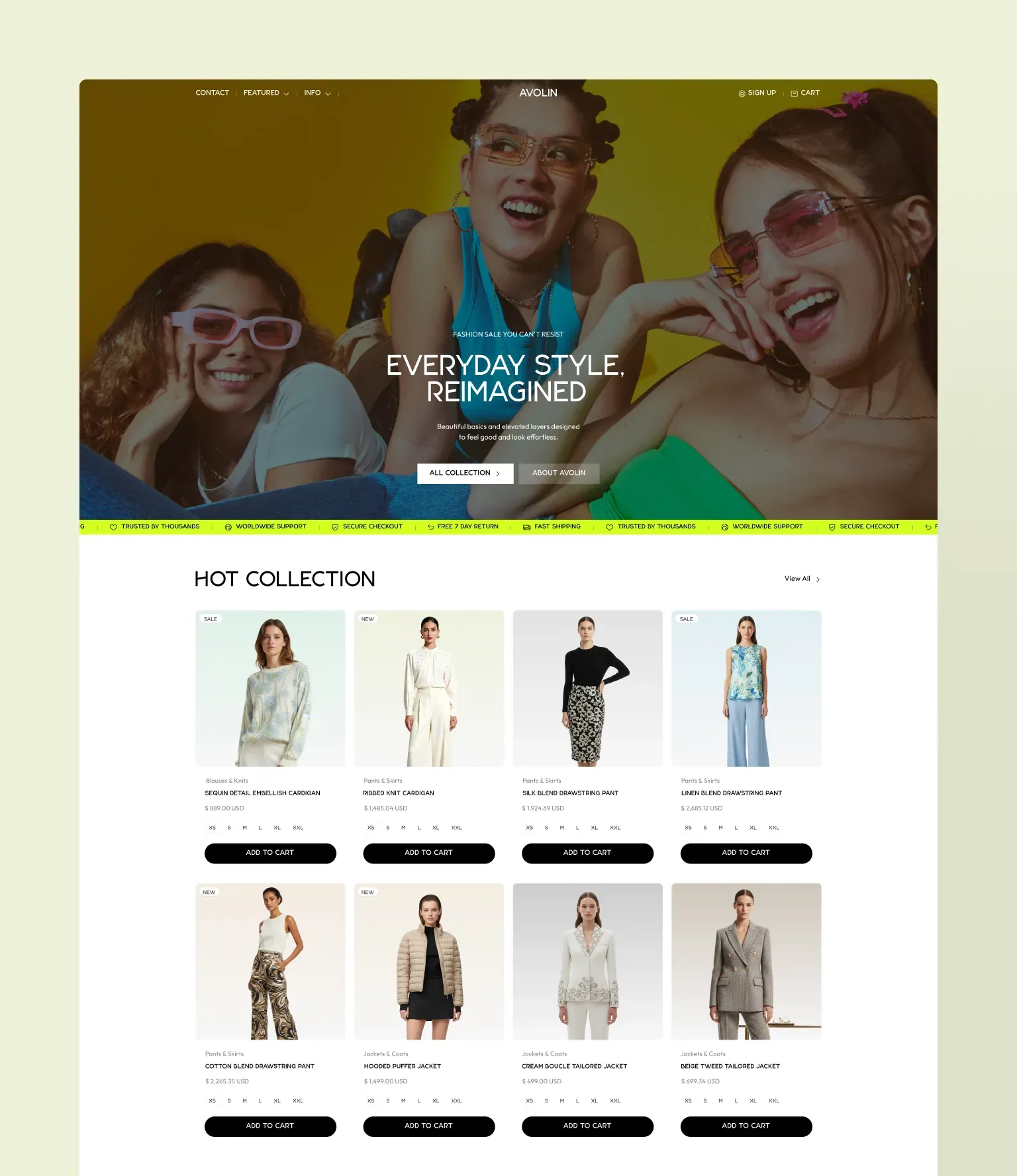Avolin â Fashion Ecommerce Webflow Template - Flowcub - Ecommerce design