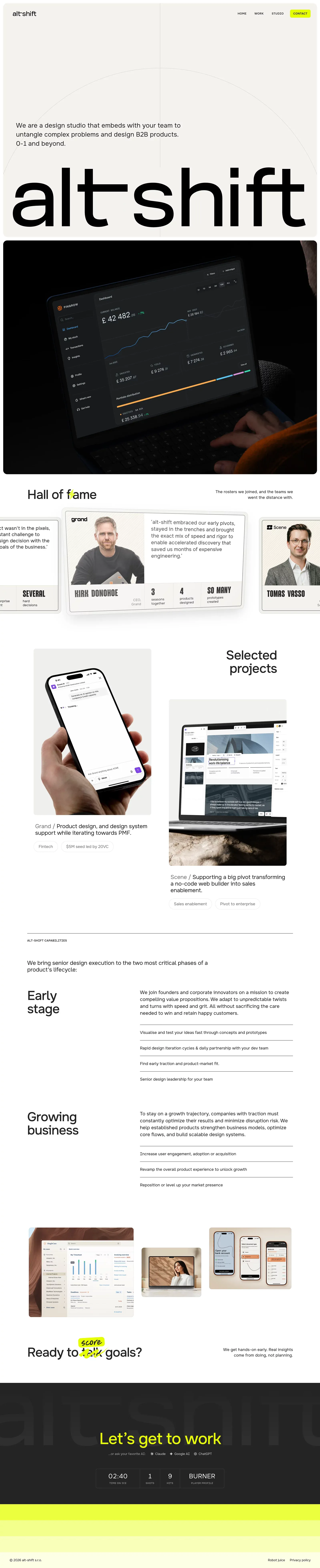 alt-shift : B2B product design studio - Portfolio design