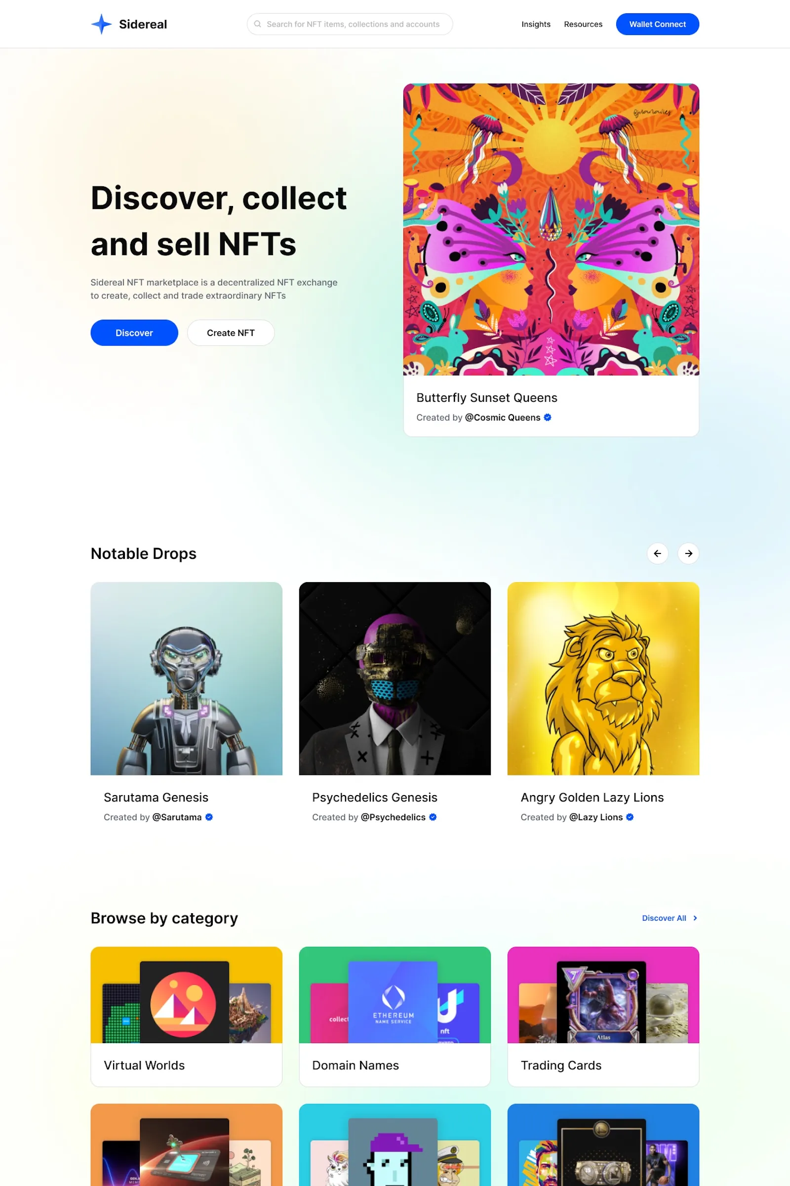Sidereal â NFT Marketplace for Digital Assets - Template design