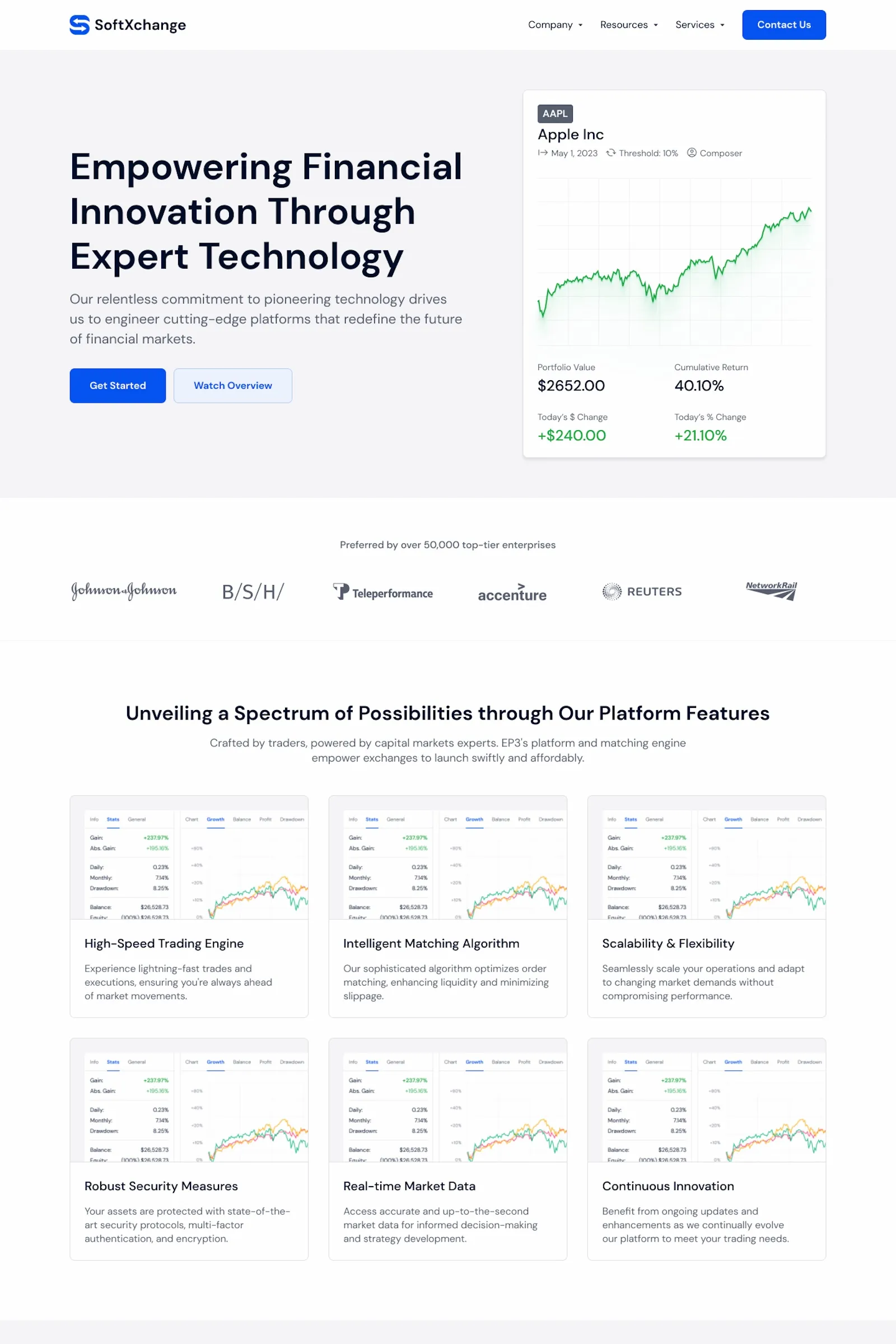 SoftExchange â Next-Gen FinTech Website - Template design