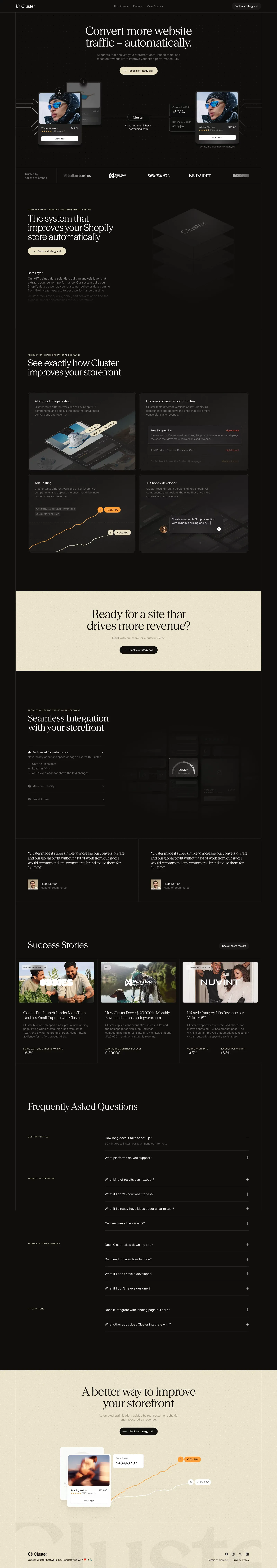Cluster - Convert more website traffic automatically - Landing design