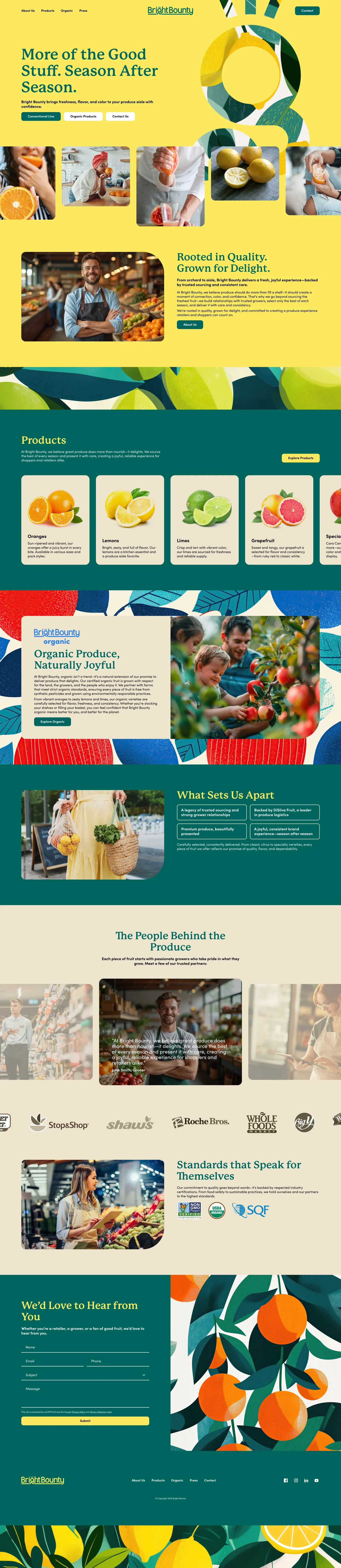 Bright Bounty – Fresh, Flavorful, Reliable Produce - Landing design