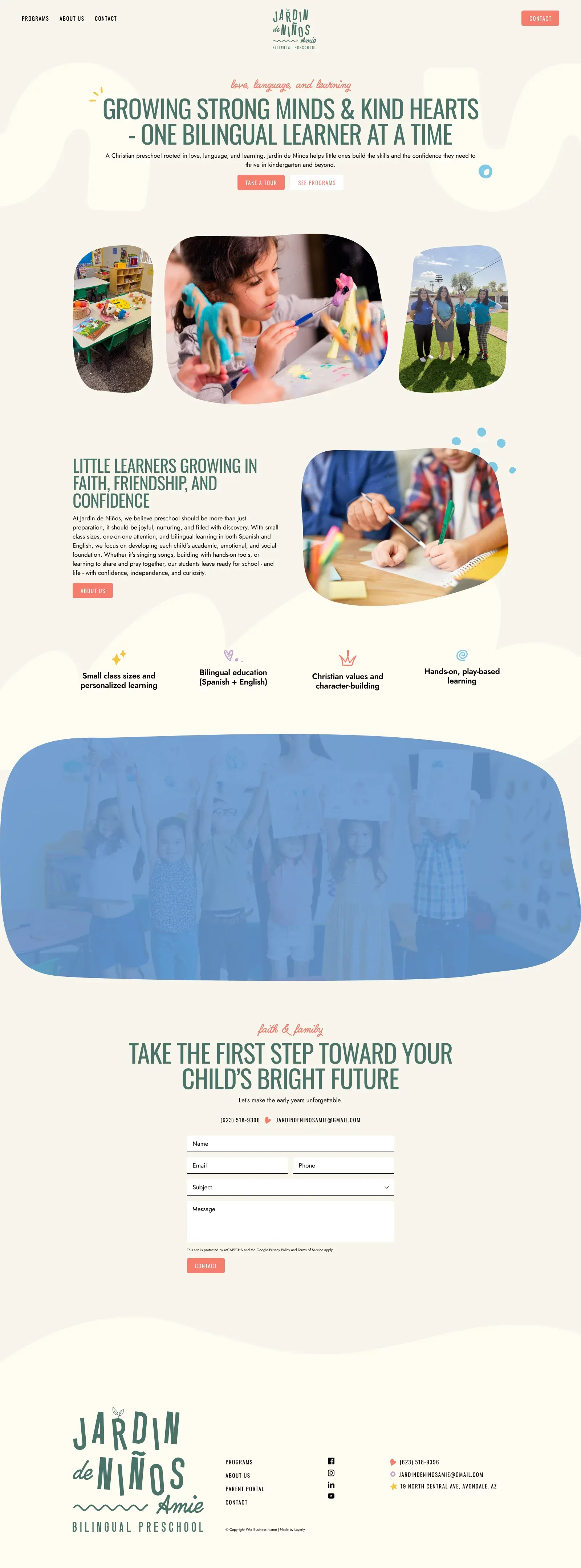 Christian Bilingual Preschool & Day Care | Avondale and Tolleson AZ | Jardin de Niños - Landing design