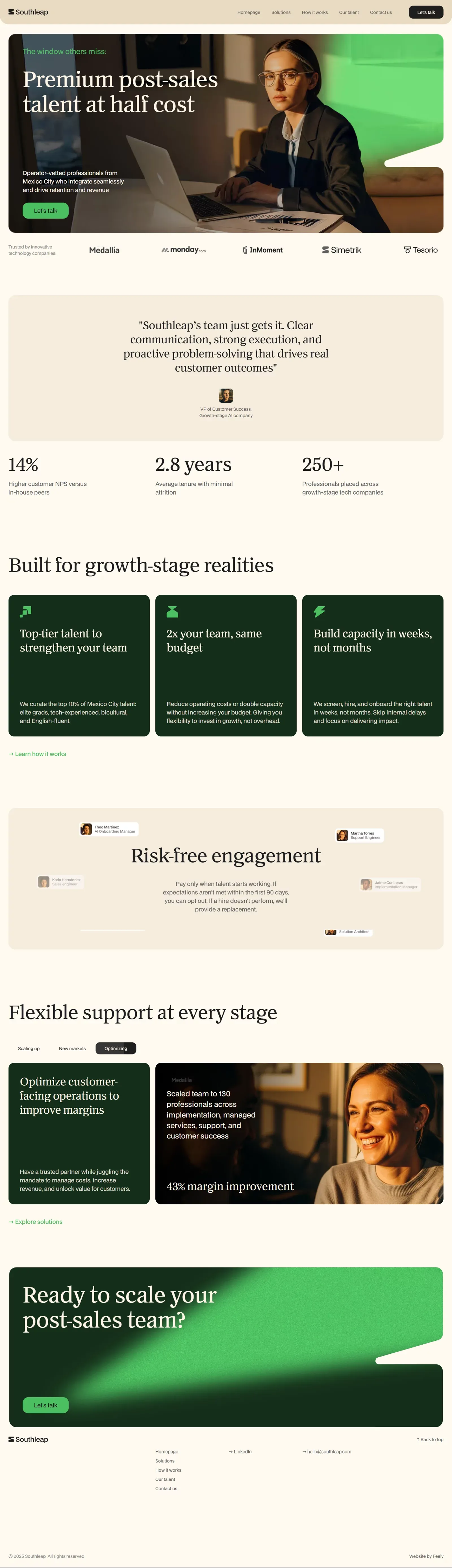 Premium Post-Sales Talent at Half the Cost | Southleap - Landing design