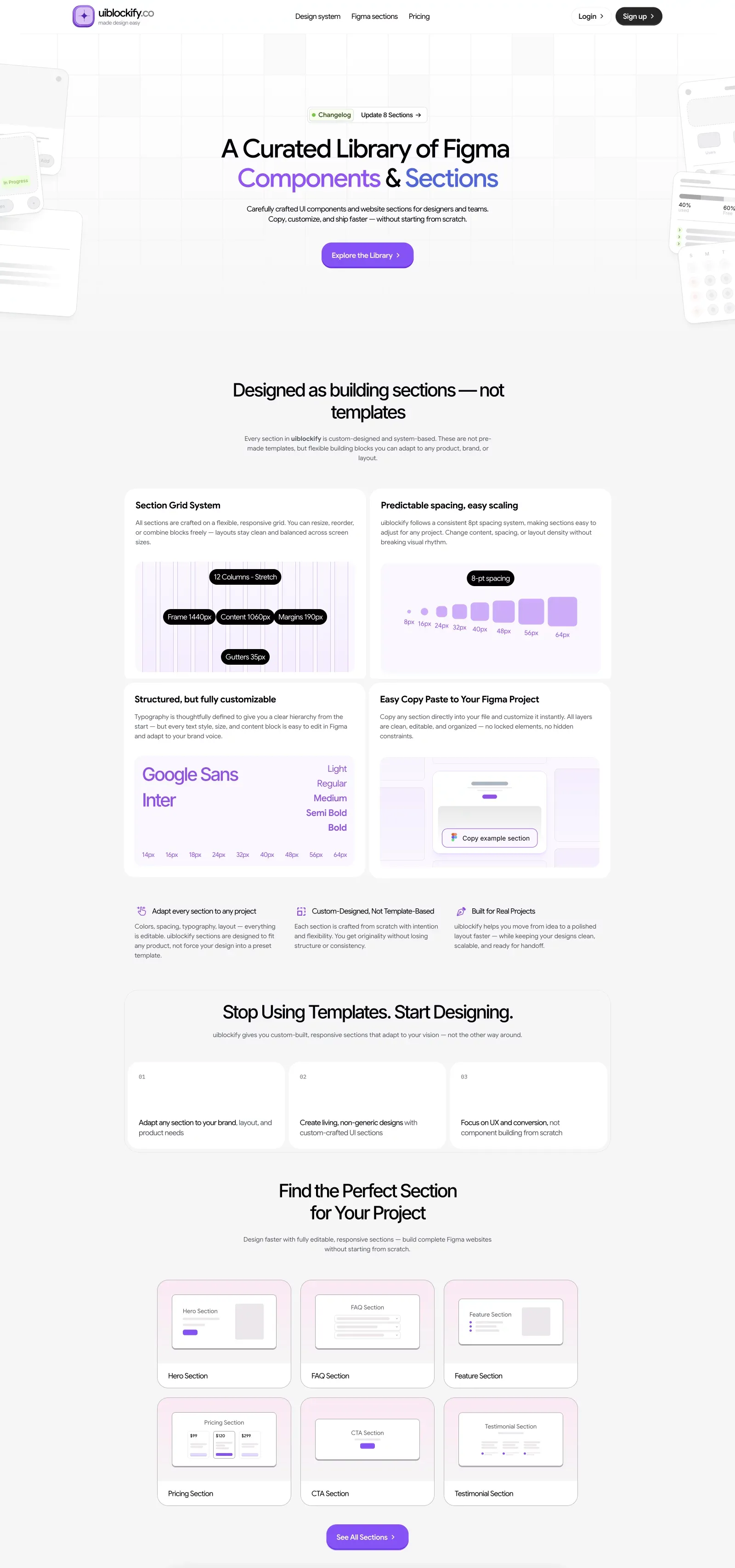 uiblockify â Customizable Figma UI Sections & Responsive Design Library - Landing design