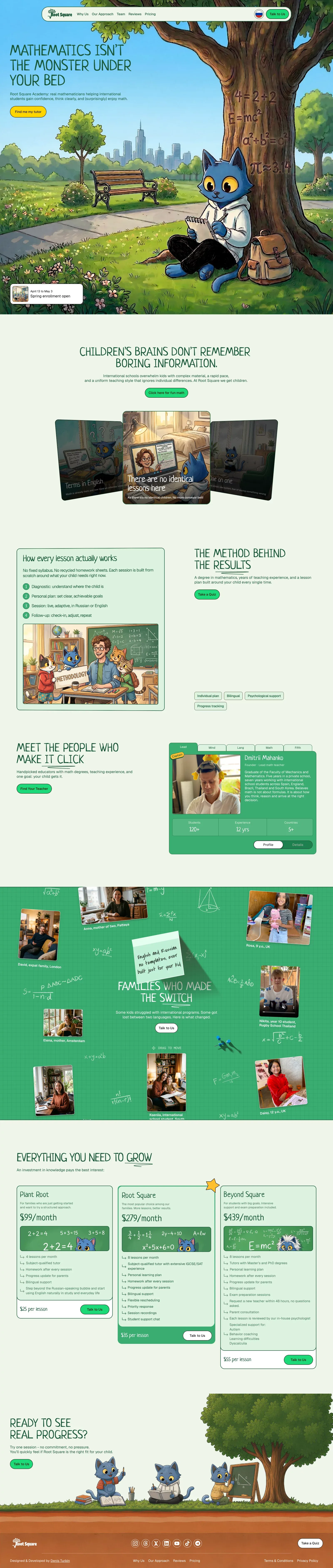 Root Square â Online Math School - Landing design