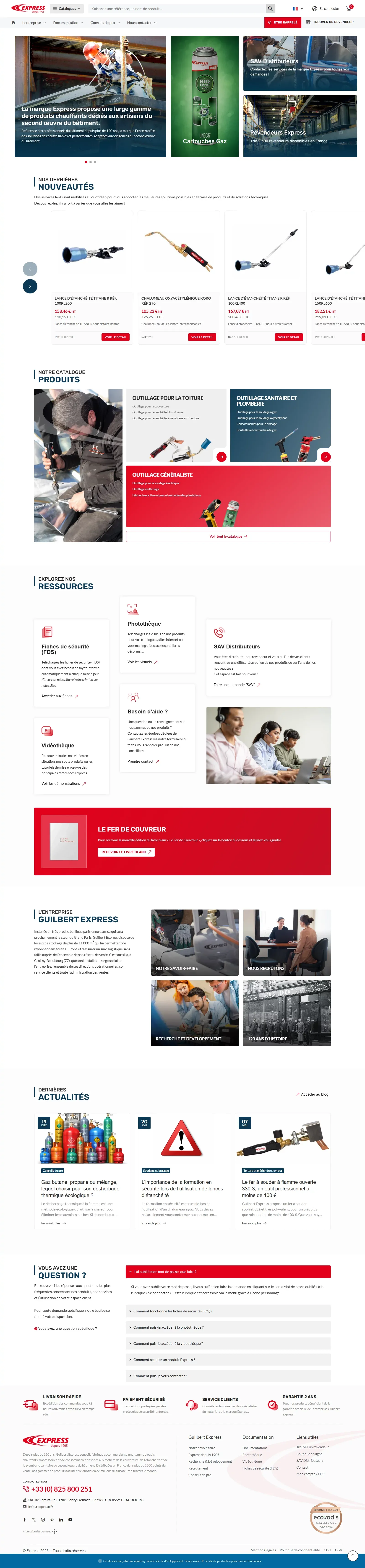 Express - Guilbert Express, référence mondiale des outils chauffants. - Ecommerce design