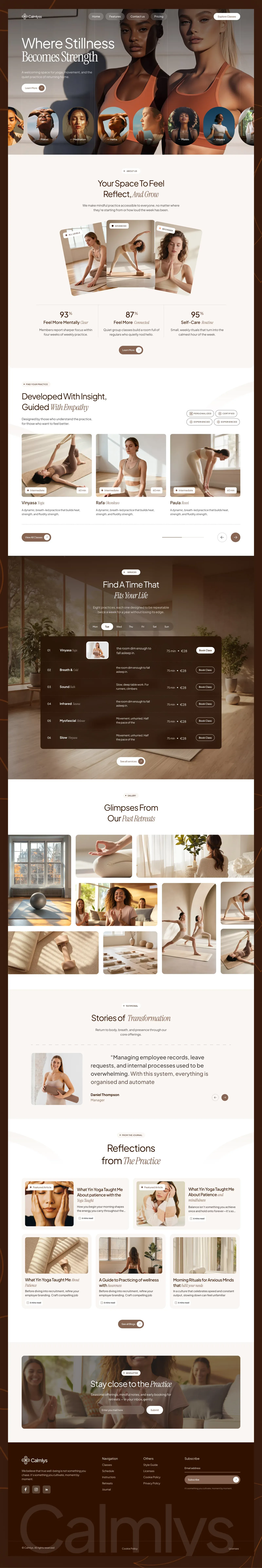 Calmlyss Website Page Template for Webflow - Template design