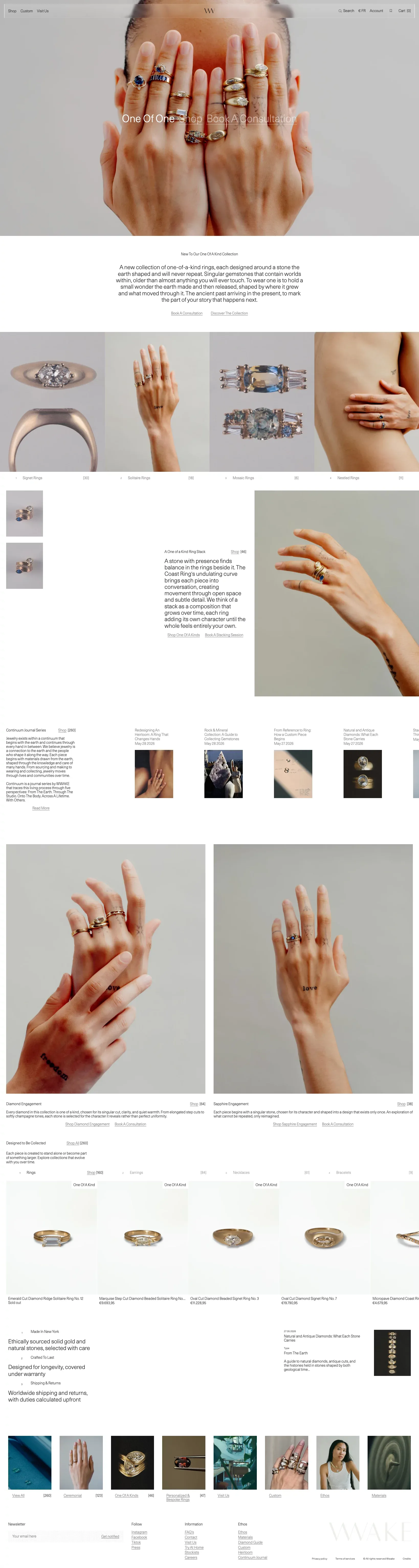 WWAKE | Fine Jewelry Mindfully Made in NYC - Ecommerce design
