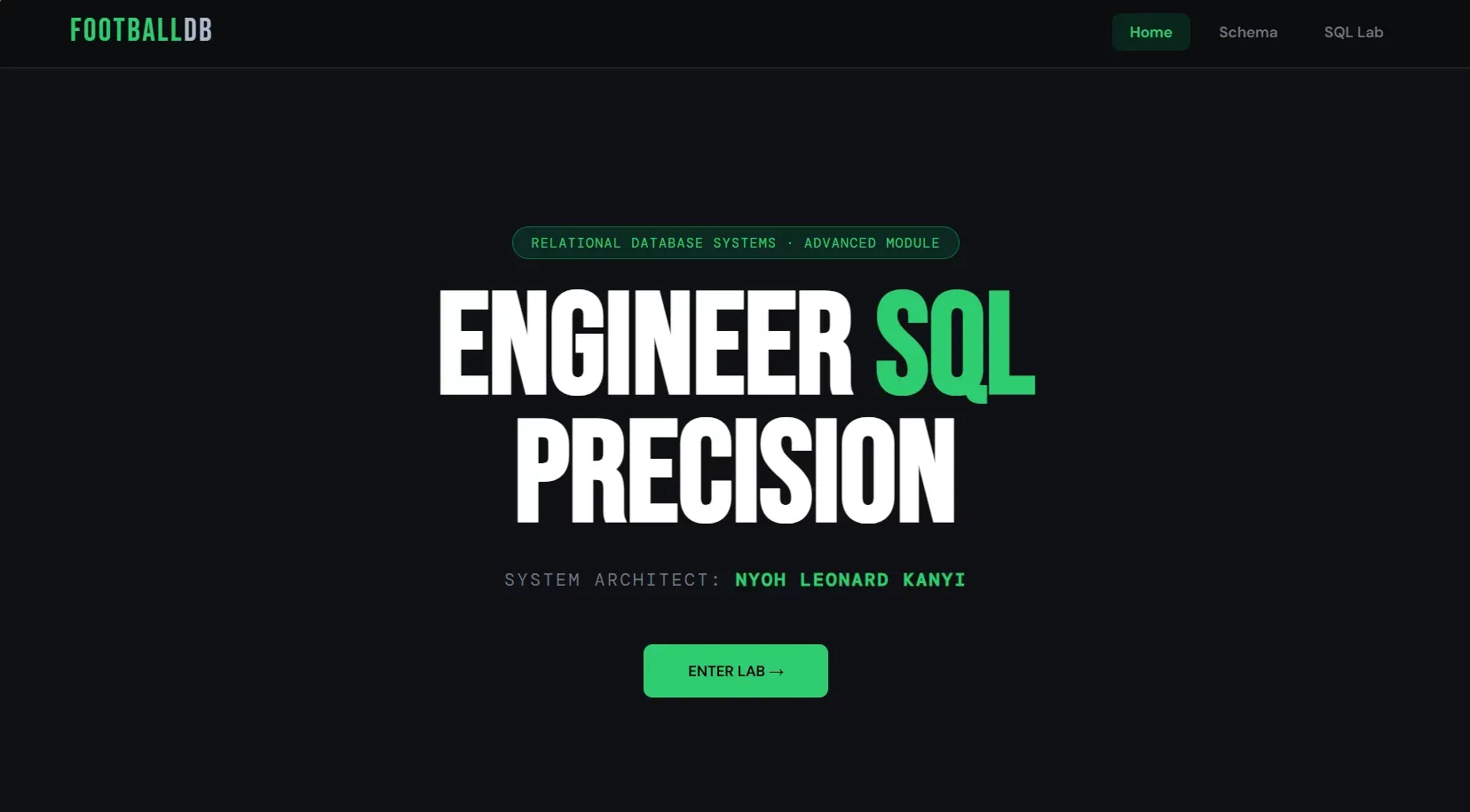 FootballDB Academy | Nyoh Leonard Kanyi - website design