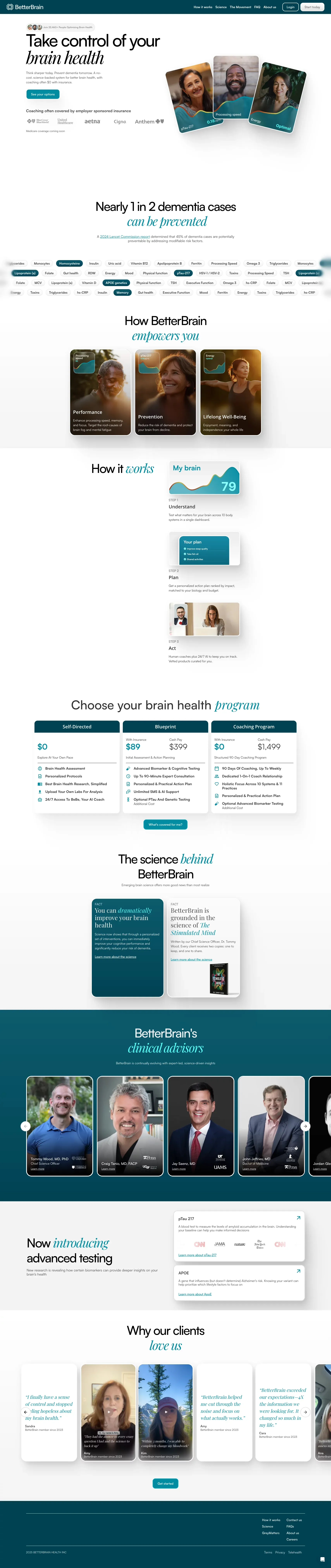 Dementia & Alzheimer's Disease Prevention - BetterBrain - Landing design