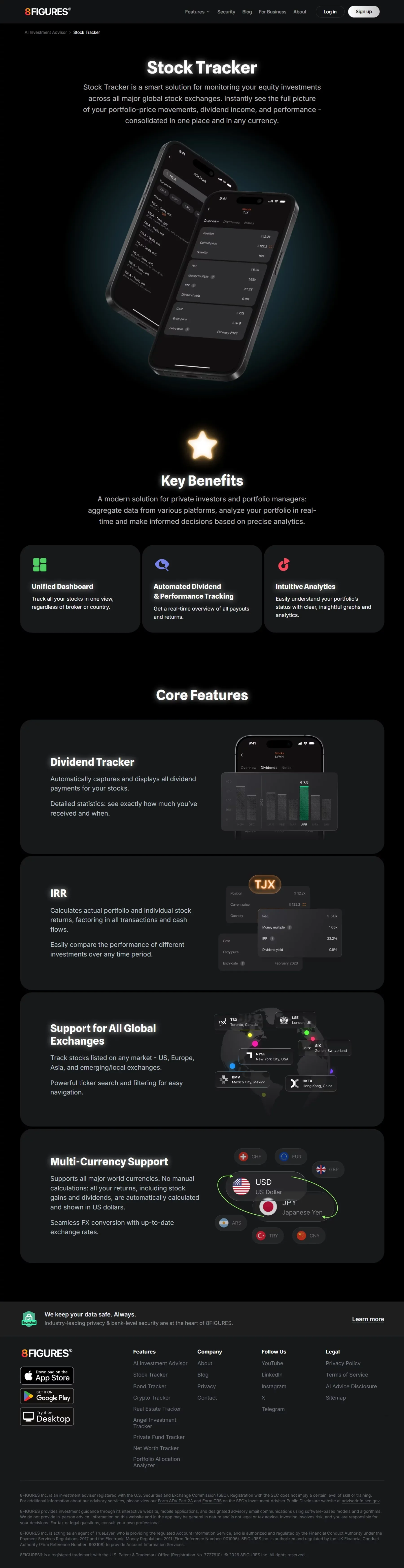 Stock Tracker | 8FIGURES - Product page design