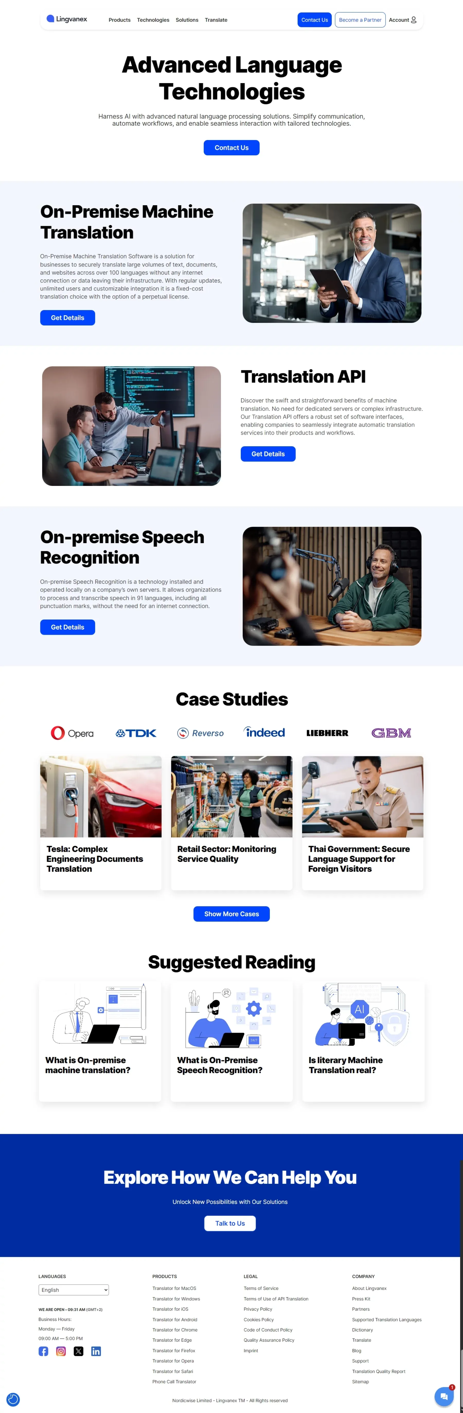Machine Translation and Speech Recognition - Product page design