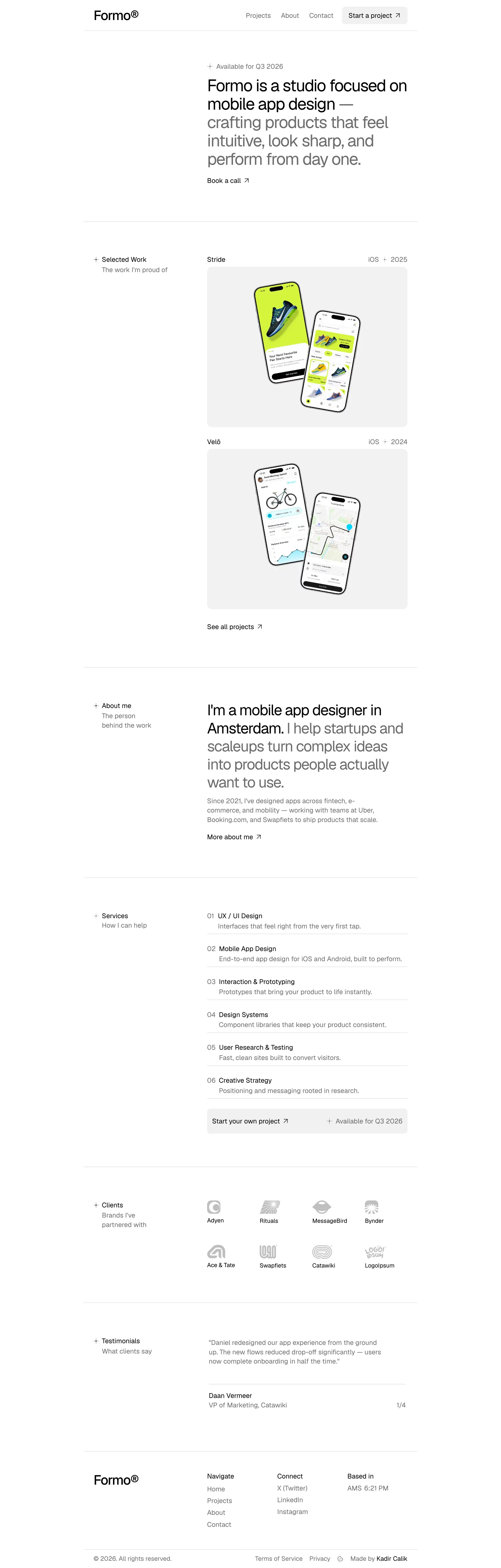 Formo â Minimal Portfolio Framer Template - Template design
