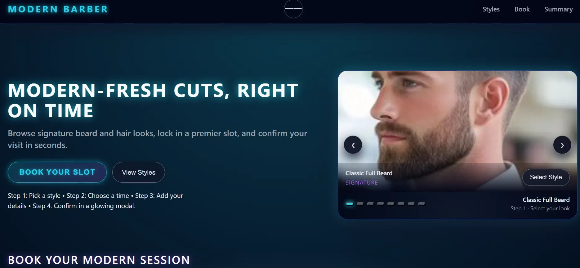 Modern Barber Booking - Career design