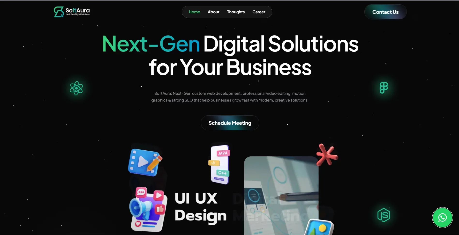 SoftAura | Custom Web Development & Digital Marketing Company - Landing design