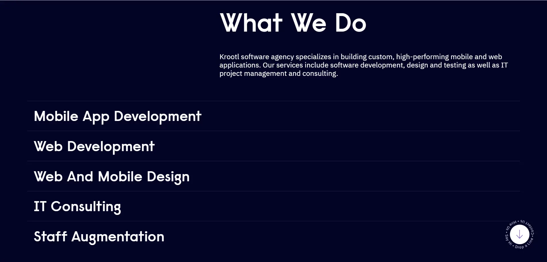 Web & Mobile App development | Krootl Agency - About Us  design