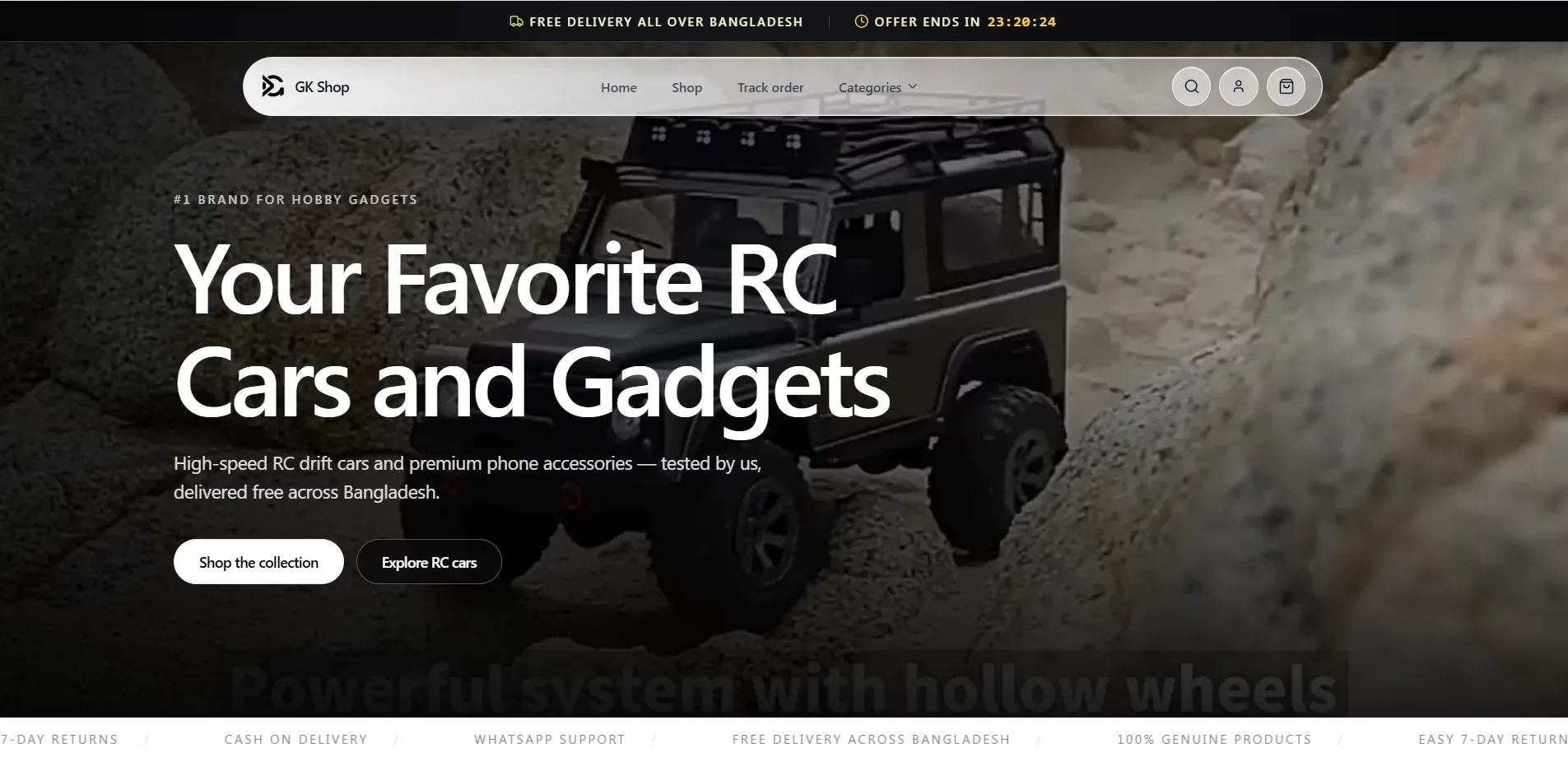 GK Shop | RC car and gadget store in Bangladesh - Ecommerce design
