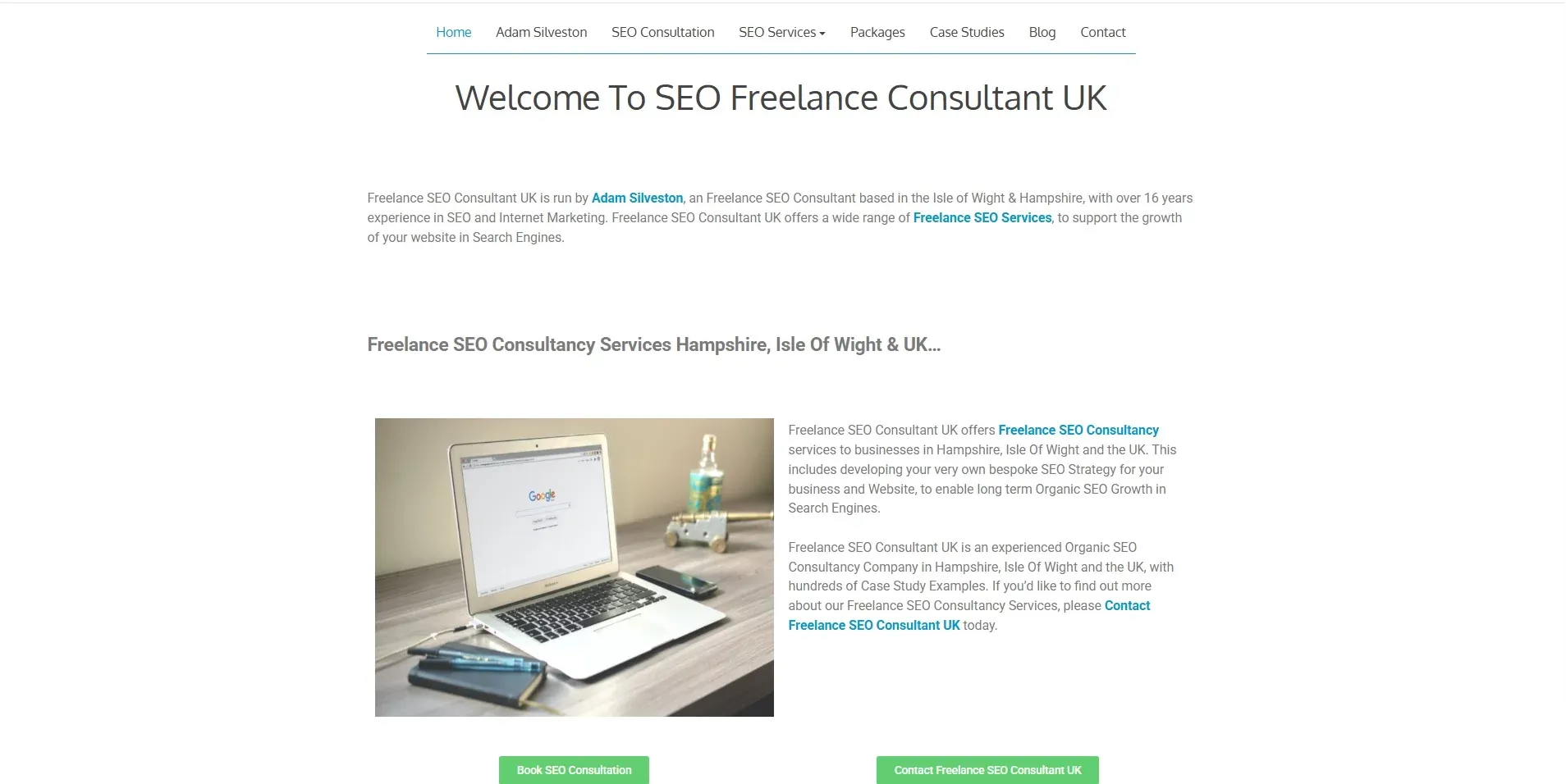 Freelance SEO Consultant | SEO Hampshire | SEO Isle Of Wight - Landing design