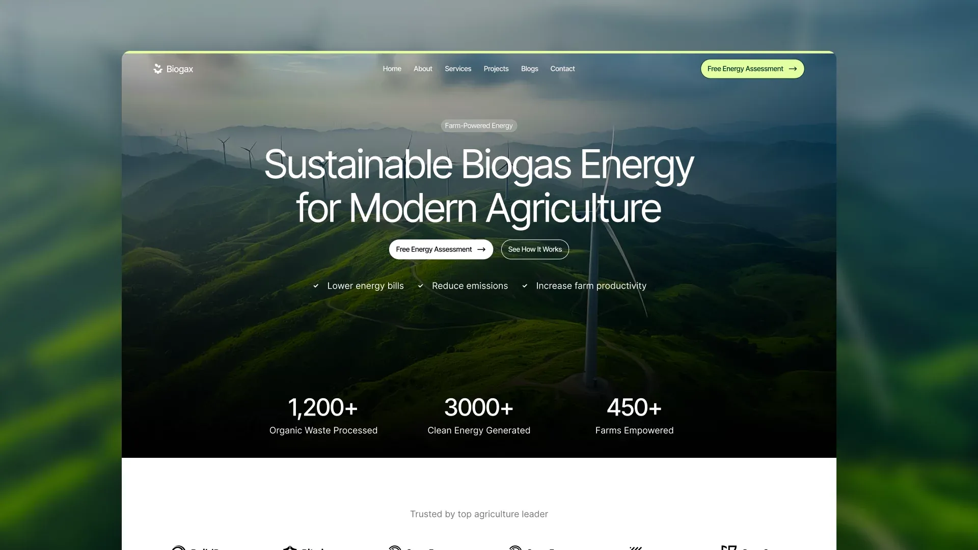 Biogax | Sustainable Biogas Energy for Modern Farms - Template design