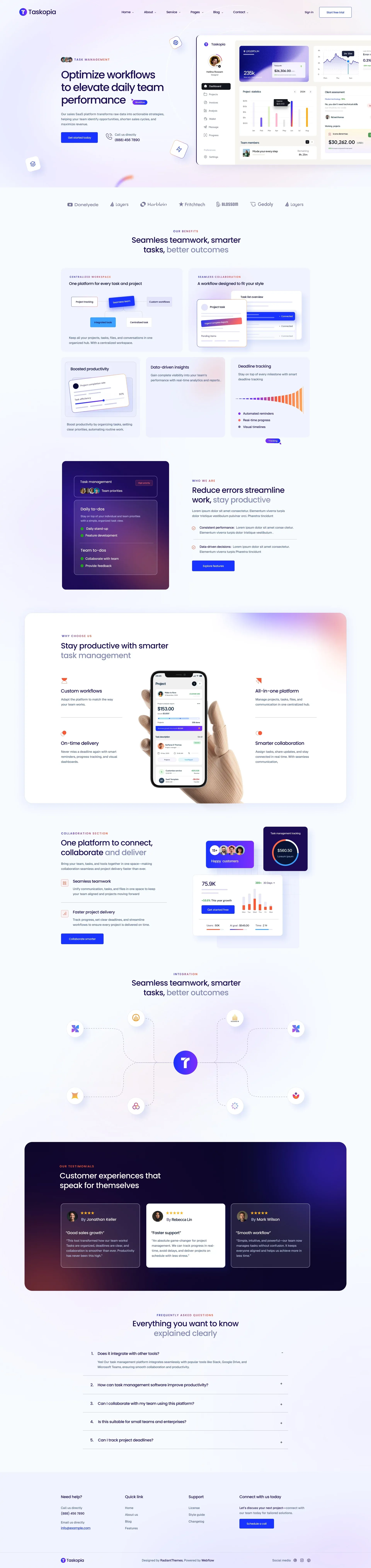 Taskopia - Webflow HTML website template - Template design