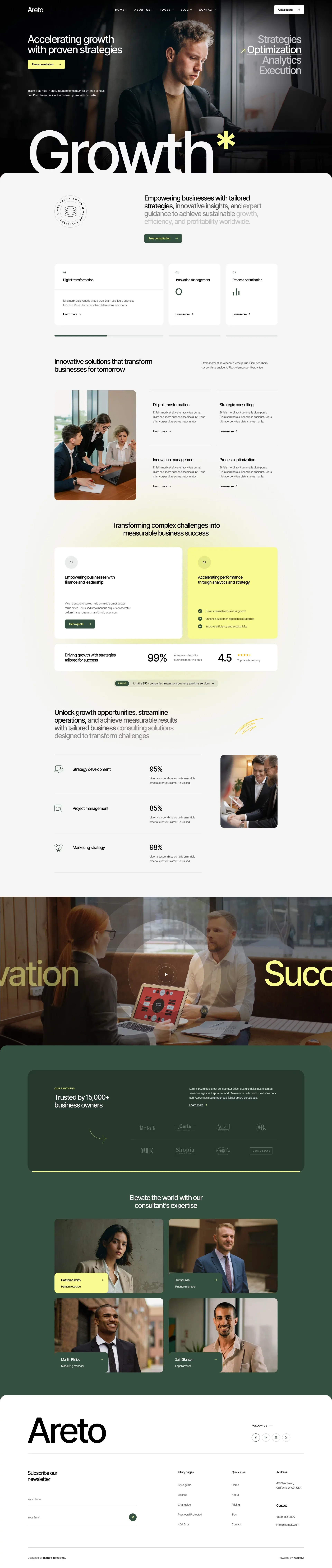 Areto - Webflow HTML website template - Template design
