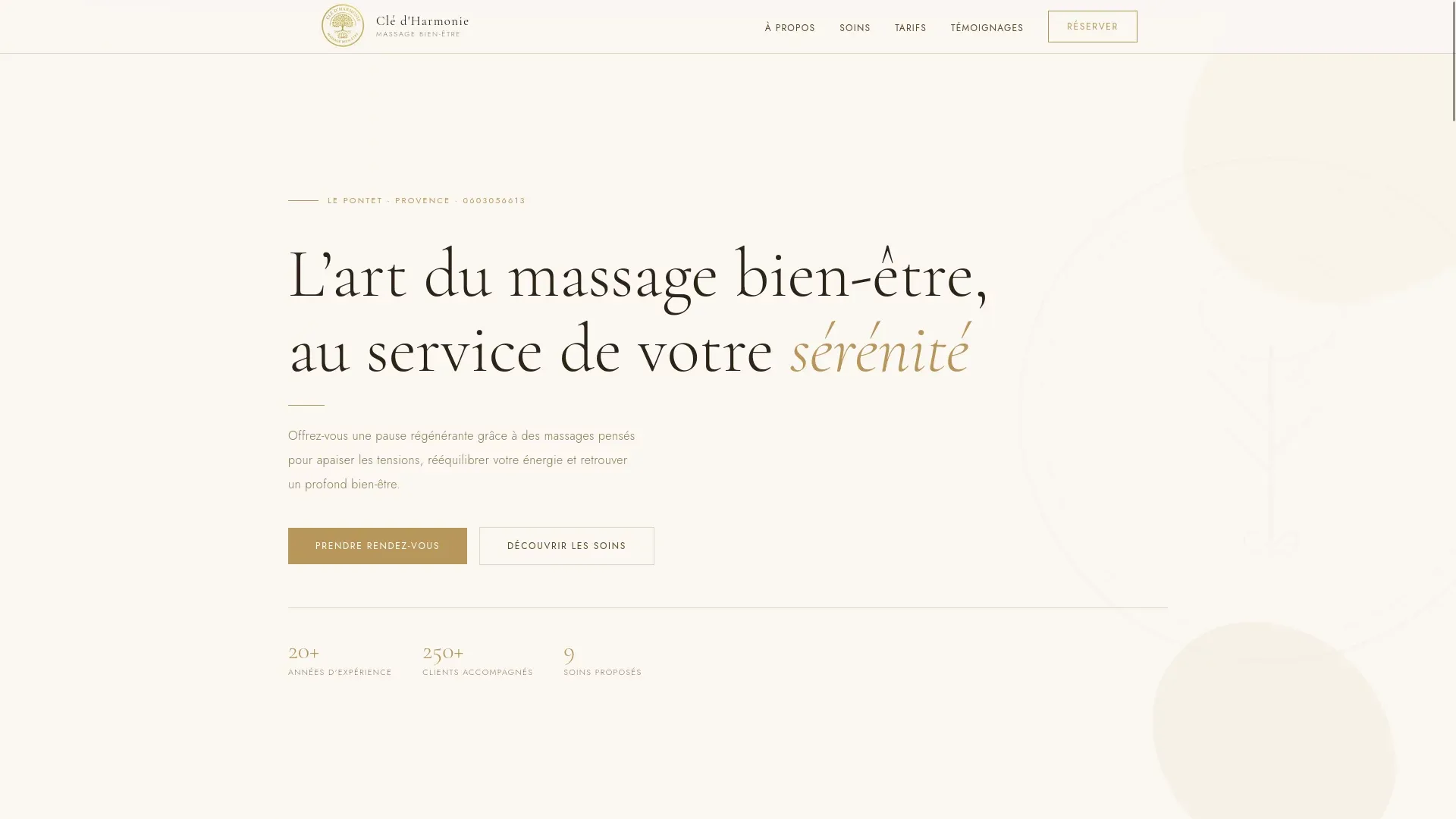 Massages bien-être au Pontet | Clé d'Harmonie - Landing design